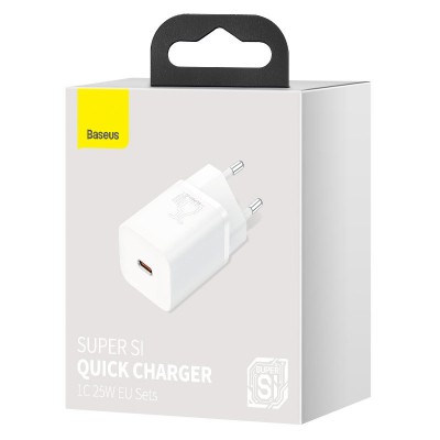 Зарядное устройство Baseus Super Si USB-C, 3A, 25W - Белый (CCSP020102) Зарядное устройство Baseus Super Si USB-C, 3A, 25W - Белый (CCSP020102)