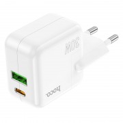 Зарядный конвертер HOCO C111A lucky dual port PD30W+QC3.0 charger (EU) - White