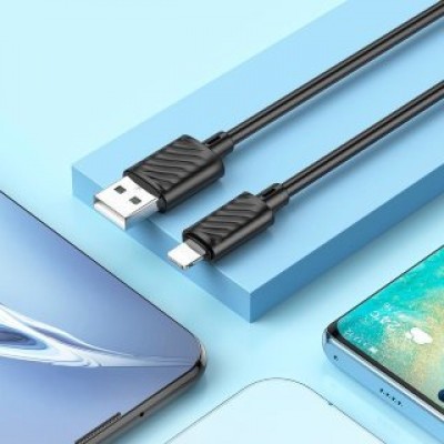 Кабель HOCO X88 gratified charging data cable for IP (packaged) - Black Кабель HOCO X88 gratified charging data cable for IP (packaged) - Black