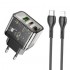 Сетевой адаптер с кабелем Hoco N34 Dazzling dual-port PD20W+QC3.0 charger set (T.C to IP) - Прозрачный черный Сетевой адаптер с кабелем Hoco N34 Dazzling dual-port PD20W+QC3.0 charger set (T.C to IP) - Прозрачный черный