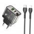 Сетевой адаптер с кабелем Hoco N34 Dazzling dual-port PD20W+QC3.0 charger set (T.C to IP) - Прозрачный черный Сетевой адаптер с кабелем Hoco N34 Dazzling dual-port PD20W+QC3.0 charger set (T.C to IP) - Прозрачный черный