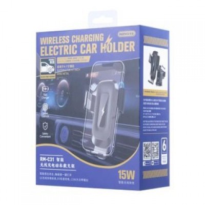 Держатель автомобильный Remax 15W Smart wireless charging electric car holder RM-C31 - Black Держатель автомобильный Remax 15W Smart wireless charging electric car holder RM-C31 - Black