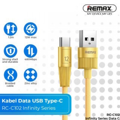 Кабель Remax infinit series 2.4A Zinc alloy braided fast charging cable RC-C102 A-L - Gold Кабель Remax infinit series 2.4A Zinc alloy braided fast charging cable RC-C102 A-L - Gold
