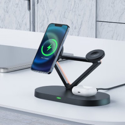 Держатель с беспроводной зарядкой Acefast E9 desktop 3-in-1 wireless charging holder - Black Держатель с беспроводной зарядкой Acefast E9 desktop 3-in-1 wireless charging holder - Black