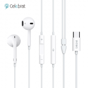 Наушники Celebrat E500 Wired Earphones With 14mm Large-diameter Drive Unit Design - White