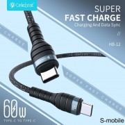 Кабель Celebrat HB-12 Super Fast Charge Cable Type-c to Type-c 1.2m - Black