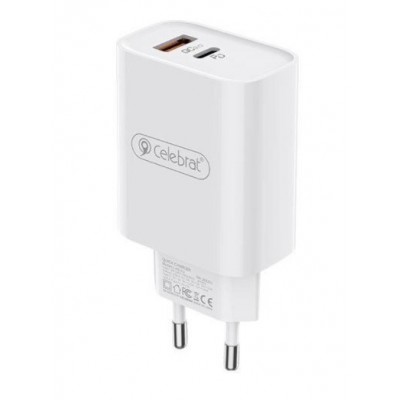 Сетевой адаптер Celebrat C-H5 PD+QC3.0 20W Quick Charging - White Сетевой адаптер Celebrat C-H5 PD+QC3.0 20W Quick Charging - White