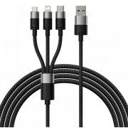 Кабель BASEUS StarSpeed 3-in-1 Fast Charging Data Cable USB to M+L+C 3.5A 1.2m - Black (CAXS000001)