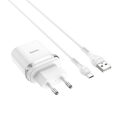 Зарядка hoco C12Q Smart QC3.0 charger set (Micro) (EU) - White Зарядка hoco C12Q Smart QC3.0 charger set (Micro) (EU) - White