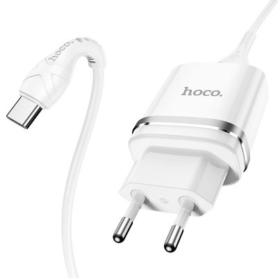 Сетевой адаптер hoco N1 Ardent single port charger set (for Type-C) (EU) - White Сетевой адаптер hoco N1 Ardent single port charger set (for Type-C) (EU) - White