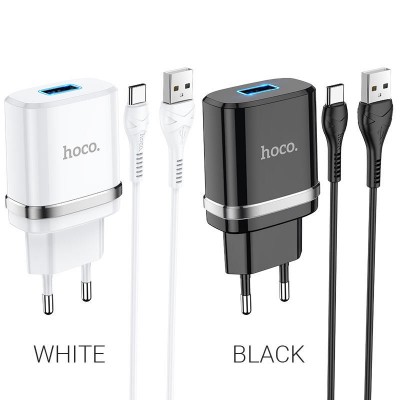 Сетевой адаптер hoco N1 Ardent single port charger set (for Type-C) (EU) - White Сетевой адаптер hoco N1 Ardent single port charger set (for Type-C) (EU) - White