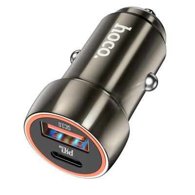 Автомобильное зарядное устройство Hoco Z46A Blue whale PD20W+QC3.0 car charger - Metal gray Автомобильное зарядное устройство Hoco Z46A Blue whale PD20W+QC3.0 car charger - Metal gray