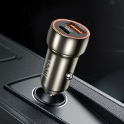 Автомобильное зарядное устройство Hoco Z46A Blue whale PD20W+QC3.0 car charger - Metal gray