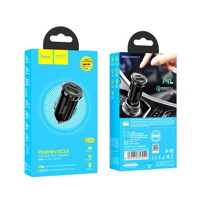 Автомобильное ЗУ hoco Z44 Leading PD20W+QC3.0 car charger - Black Автомобильное ЗУ hoco Z44 Leading PD20W+QC3.0 car charger - Black