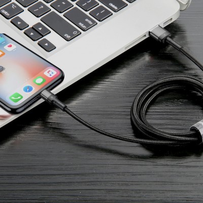 Кабель Baseus Cafule Cable special edition USB For iP 1.5A (CALKLF-HG1) 2M - Grey+Black Кабель Baseus Cafule Cable special edition USB For iP 1.5A (CALKLF-HG1) 2M - Grey+Black