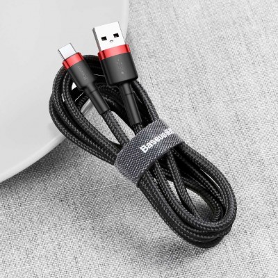 Кабель Baseus cafule Cable USB For Type-C 3A 1M (CATKLF-B91) - Red+Black Кабель Baseus cafule Cable USB For Type-C 3A 1M (CATKLF-B91) - Red+Black