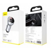 Автомобильное зарядное устройство Baseus Digital Display Dual USB 4.8A Car Charger 24W (CCBX-0S) - Silver
