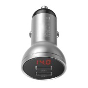 Автомобильное зарядное устройство Baseus Digital Display Dual USB 4.8A Car Charger 24W (CCBX-0S) - Silver