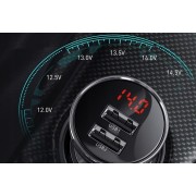 Автомобильное зарядное устройство Baseus Digital Display Dual USB 4.8A Car Charger 24W (CCBX-0S) - Silver