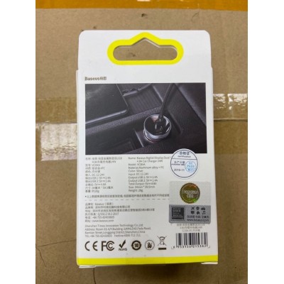 Автомобильное зарядное устройство Baseus Digital Display Dual USB 4.8A Car Charger 24W (CCBX-0S) - Silver Автомобильное зарядное устройство Baseus Digital Display Dual USB 4.8A Car Charger 24W (CCBX-0S) - Silver