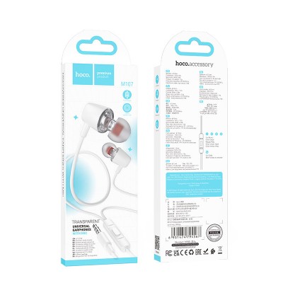 Наушники Hoco M107 discoverer universal earphones with mic - White Наушники Hoco M107 discoverer universal earphones with mic - White