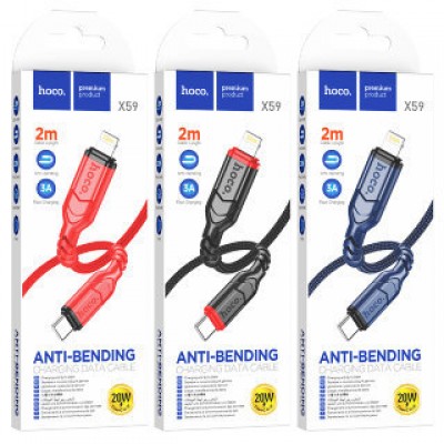 Кабель Hoco X59 victory PD charging data cable iphone (L=2M) - Black Кабель Hoco X59 victory PD charging data cable iphone (L=2M) - Black