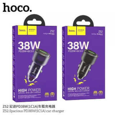 Автомобильное ЗУ HOCO Z52 spacious PD38W (1C1A ) car charger transparent - Черный Автомобильное ЗУ HOCO Z52 spacious PD38W (1C1A ) car charger transparent - Черный