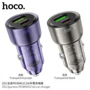 Автомобильное ЗУ HOCO Z52 spacious PD38W (1C1A ) car charger transparent - Черный