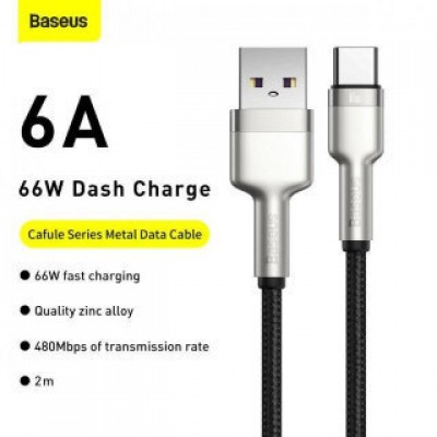 Кабель Baseus Cafule Series Metal Data Cable USB to Type-C 66W 2m - Black (CAKF000201) Кабель Baseus Cafule Series Metal Data Cable USB to Type-C 66W 2m - Black (CAKF000201)