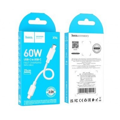 Кабель Hoco X96 Hyper 60W fast charging data cable Type-c to Type-c (L=0.25m) - Белый Кабель Hoco X96 Hyper 60W fast charging data cable Type-c to Type-c (L=0.25m) - Белый