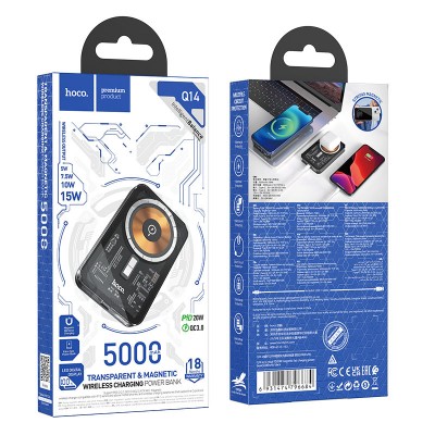 Power Bank Hoco Q14 Ice Crystal PD20W magnetic fast charging 5000mAh - Black Power Bank Hoco Q14 Ice Crystal PD20W magnetic fast charging 5000mAh - Black