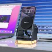 Держатель с беспроводной зарядкой Acefast E17 desktop 3-in-1 wireless charging holder - Black