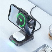 Держатель с беспроводной зарядкой Acefast E3 desktop three-in-one wireless charging stand - Black
