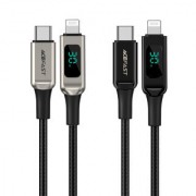Кабель Acefast C6-01 Type-С to lighting zinc alloy digital display braided charging data cable - Black