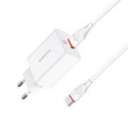 Сетевой адаптер Borofone Wall charger BA21A Long journey QC3.0 EU set with cable Type-C
