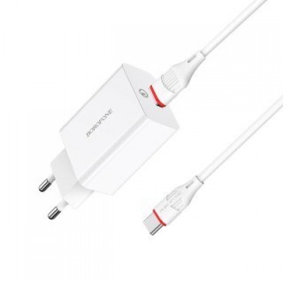 Сетевой адаптер Borofone Wall charger BA21A Long journey QC3.0 EU set with cable Type-C Сетевой адаптер Borofone Wall charger BA21A Long journey QC3.0 EU set with cable Type-C