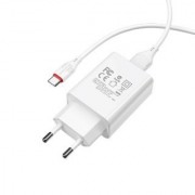 Сетевой адаптер Borofone Wall charger BA21A Long journey QC3.0 EU set with cable Type-C