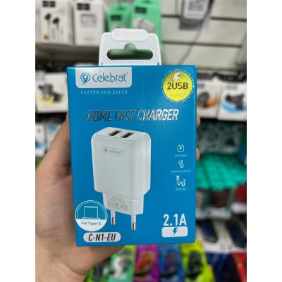 Зарядка Celebrat C-N1 EU 2.1A Home Fast Charger for Type-c - White Зарядка Celebrat C-N1 EU 2.1A Home Fast Charger for Type-c - White