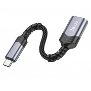 Переходник Hoco UA24 Type-c male to USB female 3.0 converter - Металлический серый