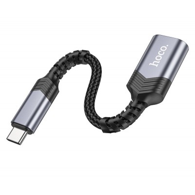 Переходник Hoco UA24 Type-c male to USB female 3.0 converter - Металлический серый Переходник Hoco UA24 Type-c male to USB female 3.0 converter - Металлический серый