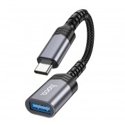Переходник Hoco UA24 Type-c male to USB female 3.0 converter - Металлический серый