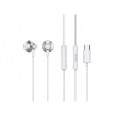 Наушники Celebrat D14 Metal Shell Type-c Wired Earphone Stereo Phone Music Headset - White Наушники Celebrat D14 Metal Shell Type-c Wired Earphone Stereo Phone Music Headset - White