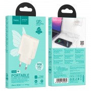 Сетевой адаптер Hoco N44 Biscuit Single Port PD30W Charger (EU) - Moonlight White