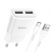 Зарядка hoco C88A Star round dual port charger set (Type-C) (EU) - Белый