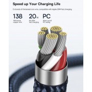 Кабель Baseus Explorer Series Auto Power-Off Fast Charging Data Cable Type-C to IP 20W 2m - Black (CATS000101)