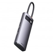 Хаб Baseus Metal Gleam Series 6-in-1 Multifunctional Type-C HUB Docking Station Gray (Type-C to HDMI*2+USB3.0*3+PD*1) (WKWG030113)