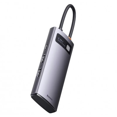 Хаб Baseus Metal Gleam Series 6-in-1 Multifunctional Type-C HUB Docking Station Gray (Type-C to HDMI*2+USB3.0*3+PD*1) (WKWG030113) Хаб Baseus Metal Gleam Series 6-in-1 Multifunctional Type-C HUB Docking Station Gray (Type-C to HDMI*2+USB3.0*3+PD*1) (WKWG030113)