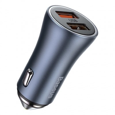 Автомобильное зарядное устройство Baseus Golden Contactor Pro Dual Quick Charger Car Charger U+U 40W (CCJD-A0G) - Gray Автомобильное зарядное устройство Baseus Golden Contactor Pro Dual Quick Charger Car Charger U+U 40W (CCJD-A0G) - Gray