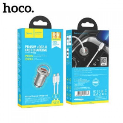 Автомобильное ЗУ HOCO NZ10 handy PD45W+QC3.0 car charger set (type-c to ip) - Серый Автомобильное ЗУ HOCO NZ10 handy PD45W+QC3.0 car charger set (type-c to ip) - Серый