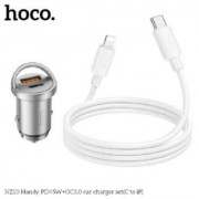 Автомобильное ЗУ HOCO NZ10 handy PD45W+QC3.0 car charger set (type-c to ip) - Серый